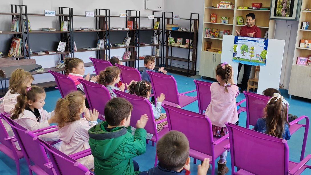 GENAP Kapsamında İlçemiz Hacıkadirler İlkokulu anasınıfı öğrencileri Kütüphanede Miniklerle Masallar Etkinliğini gerçekleştirdi.